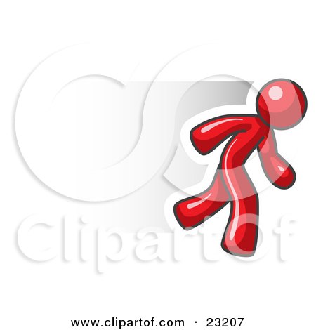 Clipart Illustration of a Speedy Red Business Man Running by Leo Blanchette