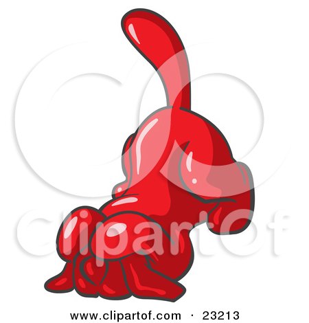Clipart Illustration of a Scared Red Tick Hound Dog Covering His Head With His Front Paws  by Leo Blanchette