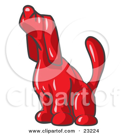 Clipart Illustration of a Red Tick Hound Dog Howling or Sniffing the Air by Leo Blanchette