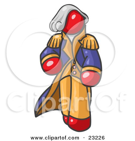 Clipart Illustration of a Red George Washington Character by Leo Blanchette