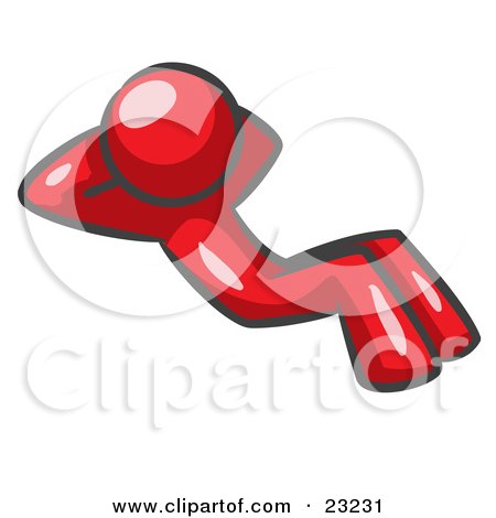 Clipart Illustration of a Red Man Doing Sit Ups While Strength Training by Leo Blanchette