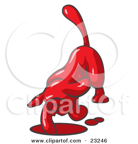 Clipart Illustration of a Red Tick Hound Dog Digging a Hole by Leo Blanchette