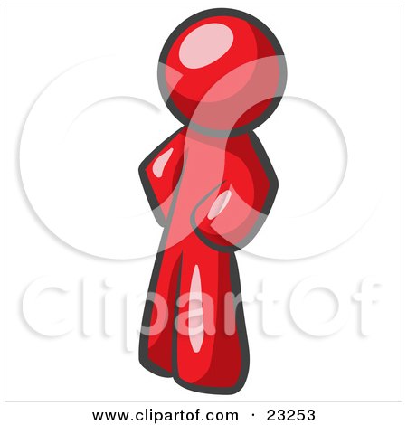 Clipart Illustration of a Red Man Standing With His Hands on His Hips by Leo Blanchette