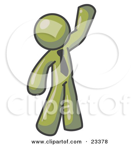 Clipart Illustration of a Friendly Olive Green Man Greeting and Waving by Leo Blanchette