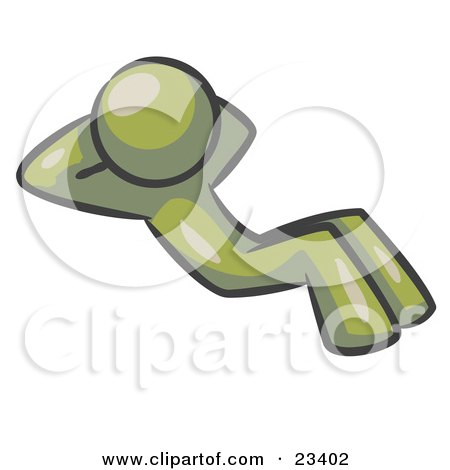 Clipart Illustration of an Olive Green Man Doing Sit Ups While Strength Training by Leo Blanchette