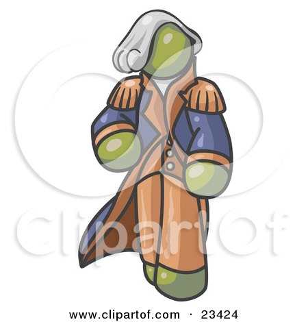 Clipart Illustration of an Olive Green George Washington Character by Leo Blanchette
