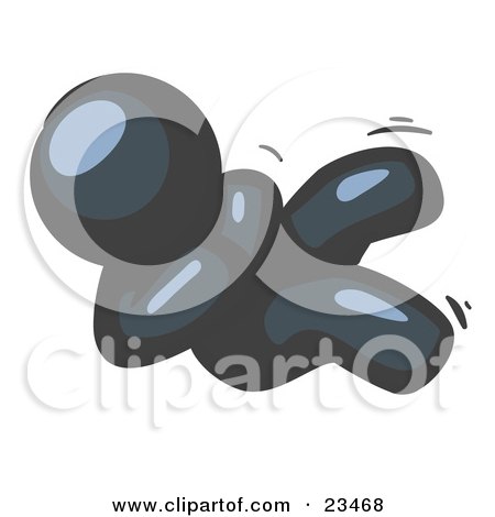 Clipart Illustration of a Happy Navy Blue Man Rolling On The Floor And Giggling With Laughter by Leo Blanchette