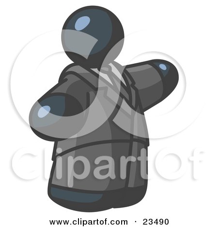 Clipart Illustration of a Big Navy Blue Business Man in a Suit and Tie by Leo Blanchette