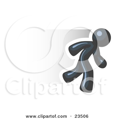 Clipart Illustration of a Speedy Navy Blue Business Man Running by Leo Blanchette