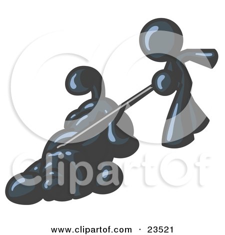 Clipart Illustration of a Navy Blue Man Walking a Dog That is Pulling on a Leash by Leo Blanchette