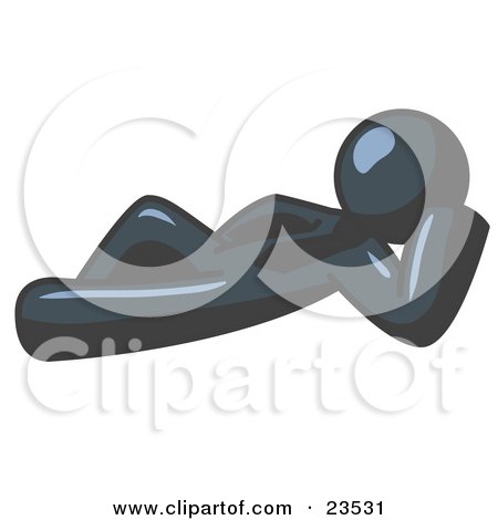 Clipart Illustration of a Relaxed Navy Blue Businessman Reclining  by Leo Blanchette
