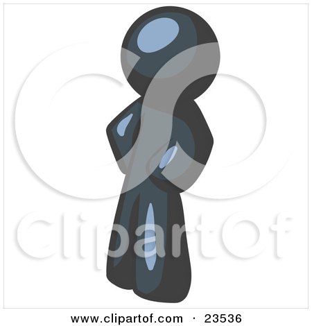 Clipart Illustration of a Navy Blue Man Standing With His Hands on His Hips by Leo Blanchette