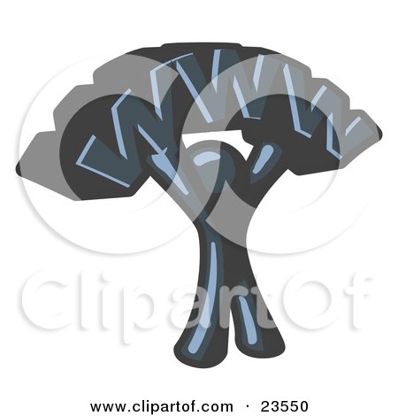 Clipart Illustration of a Proud Navy Blue Business Man Holding WWW Over His Head  by Leo Blanchette