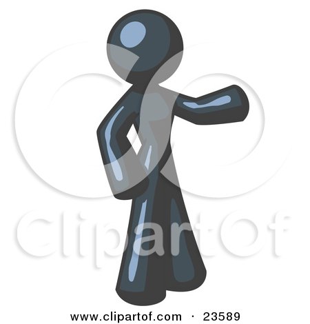 Clipart Illustration of a Navy Blue Woman With One Arm Out by Leo Blanchette