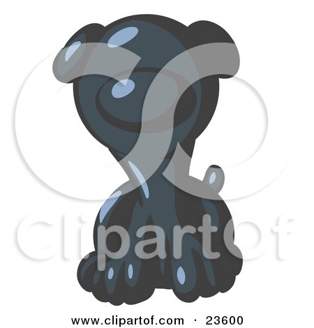 Clipart Illustration of a Cute Navy Blue Puppy Dog Looking Curiously at the Viewer by Leo Blanchette