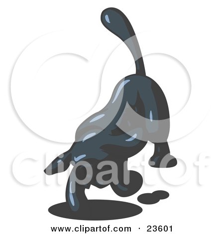 Clipart Illustration of a Navy Blue Tick Hound Dog Digging a Hole by Leo Blanchette