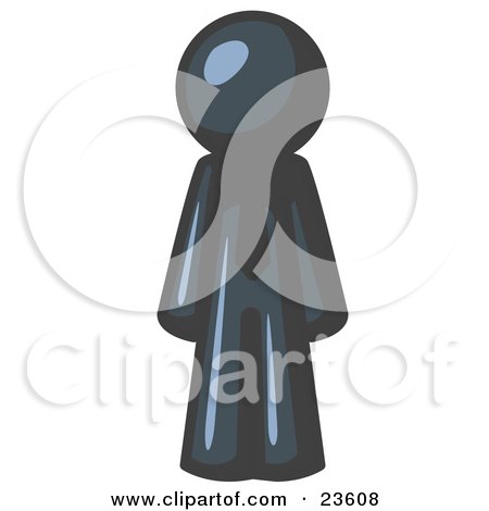Clipart Illustration of a Navy Blue Business Man Wearing a Tie, Standing With His Arms at His Side by Leo Blanchette