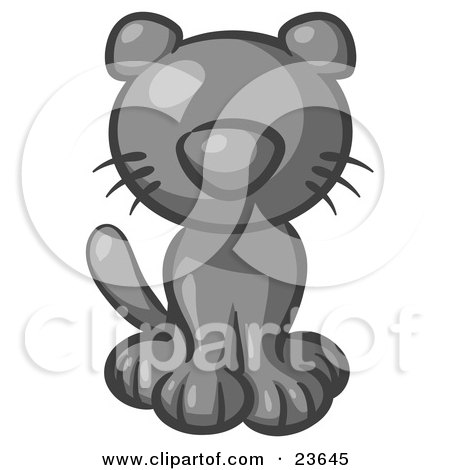 Clipart Illustration of a Cute Gray Kitty Cat Looking Curiously at the Viewer by Leo Blanchette