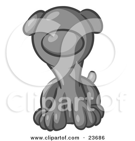 Clipart Illustration of a Cute Gray Puppy Dog Looking Curiously at the Viewer by Leo Blanchette