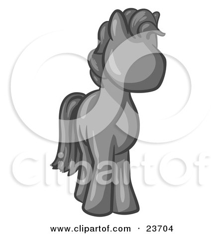 Clipart Illustration of a Cute Gray Pony Horse Looking Out At The Viewer by Leo Blanchette