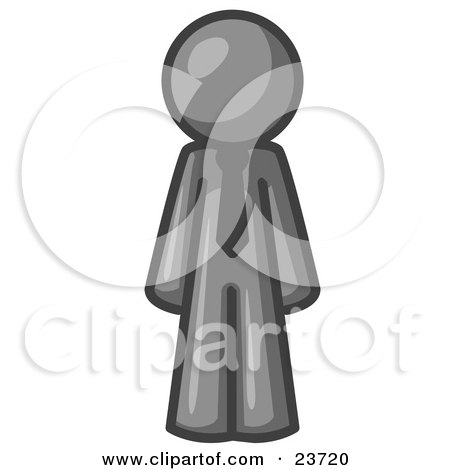 Clipart Illustration of a Gray Business Man Wearing a Tie, Standing With His Arms at His Side by Leo Blanchette