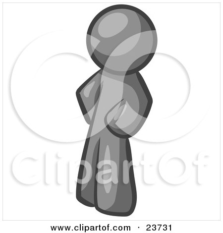 Clipart Illustration of a Gray Man Standing With His Hands on His Hips by Leo Blanchette