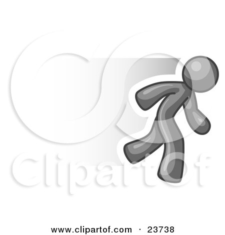 Clipart Illustration of a Speedy Gray Business Man Running by Leo Blanchette