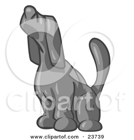 Clipart Illustration of a Gray Tick Hound Dog Howling or Sniffing the Air by Leo Blanchette