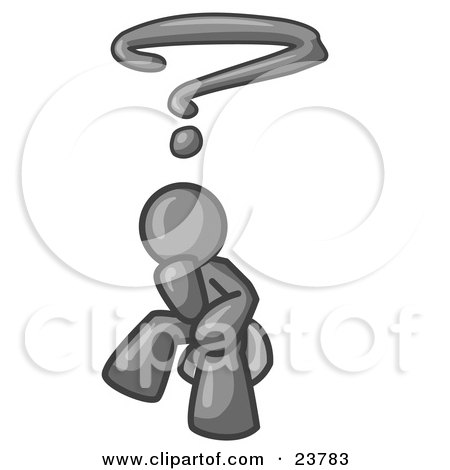Clipart Illustration of a Confused Gray Business Man With a Questionmark Over His Head by Leo Blanchette