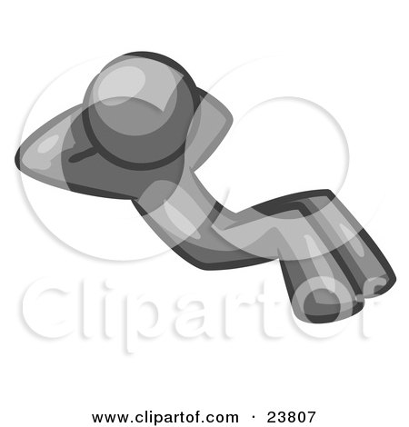 Clipart Illustration of a Gray Man Doing Sit Ups While Strength Training by Leo Blanchette