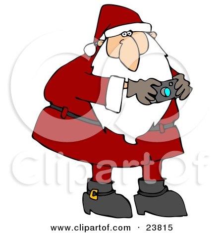 Clipart Illustration of a Festive Santa Claus In A Red Suit, Taking Pictures With A Camera by djart
