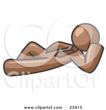 Clipart Illustration of a Relaxed Brown Businessman Reclining  by Leo Blanchette