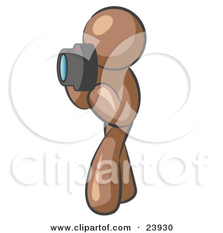 Clipart Illustration of a Brown Man Character Tourist Or Photographer Taking Pictures With A Camera by Leo Blanchette