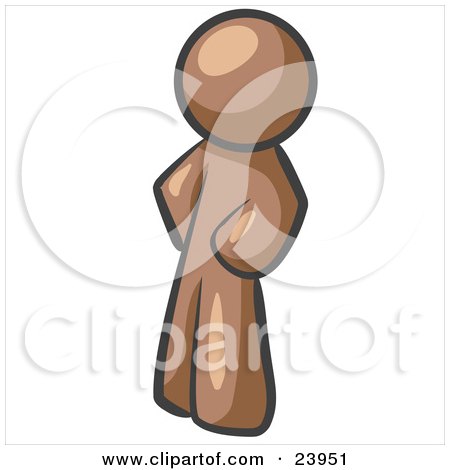Clipart Illustration of a Brown Man Standing With His Hands on His Hips by Leo Blanchette