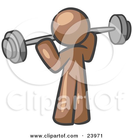 Clipart Illustration of a Brown Man Lifting A Barbell While Strength Training by Leo Blanchette