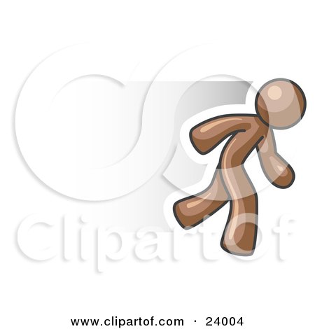 Clipart Illustration of a Speedy Brown Business Man Running by Leo Blanchette