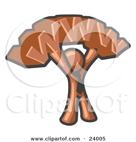 Clipart Illustration of a Proud Brown Business Man Holding WWW Over His Head  by Leo Blanchette