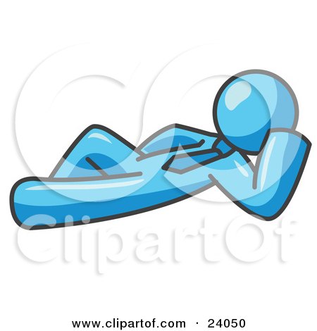 Clipart Illustration of a Relaxed Light Blue Businessman Reclining  by Leo Blanchette