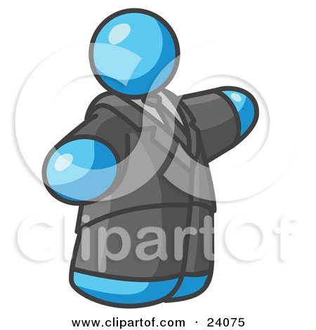Clipart Illustration of a Big Light Blue Business Man in a Suit and Tie by Leo Blanchette