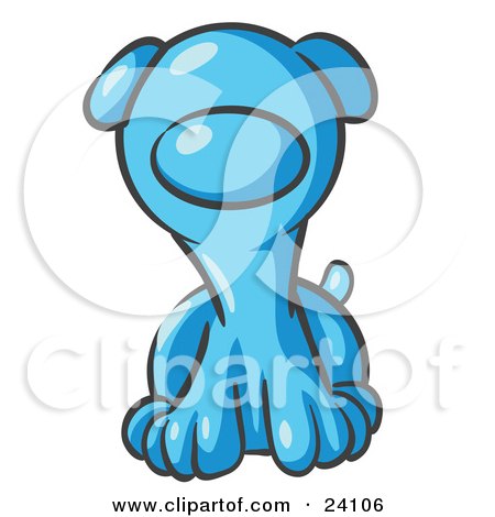 Clipart Illustration of a Cute Light Blue Puppy Dog Looking Curiously at the Viewer by Leo Blanchette
