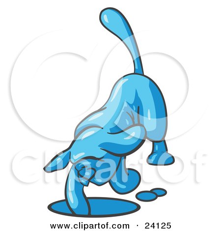 Clipart Illustration of a Light Blue Tick Hound Dog Digging a Hole by Leo Blanchette