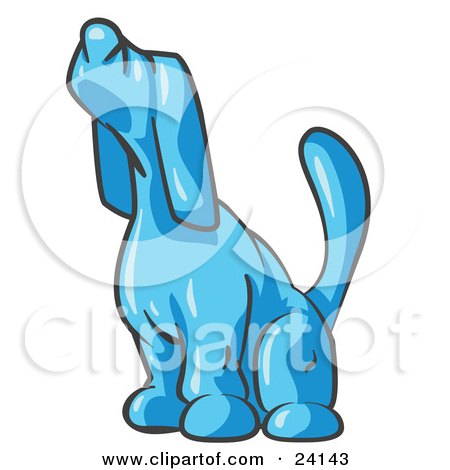 Clipart Illustration of a Light Blue Tick Hound Dog Howling or Sniffing the Air by Leo Blanchette