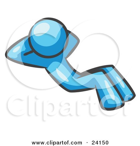 Clipart Illustration of a Light Blue Man Doing Sit Ups While Strength Training by Leo Blanchette