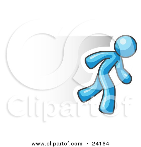 Clipart Illustration of a Speedy Light Blue Business Man Running by Leo Blanchette