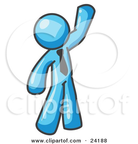Clipart Illustration of a Friendly Light Blue Man Greeting and Waving by Leo Blanchette