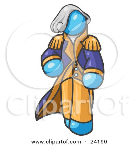 Clipart Illustration of a Light Blue George Washington Character by Leo Blanchette