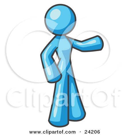 Clipart Illustration of a Light Blue Woman With One Arm Out by Leo Blanchette