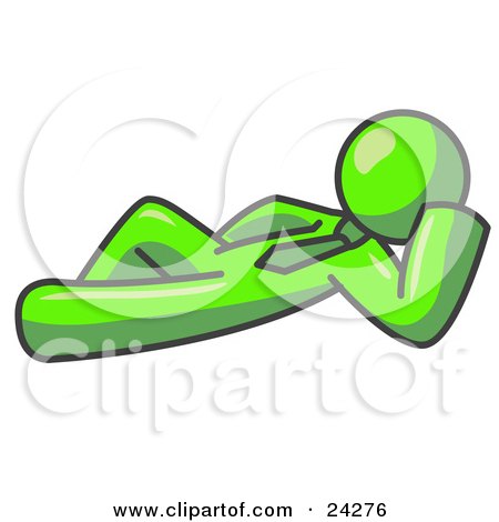 Clipart Illustration of a Relaxed Lime Green Businessman Reclining  by Leo Blanchette