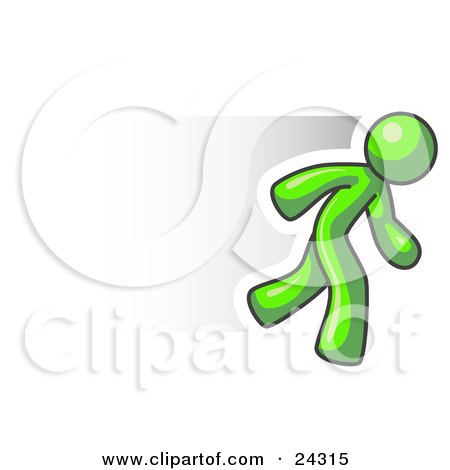 Clipart Illustration of a Speedy Lime Green Business Man Running by Leo Blanchette