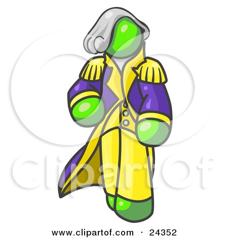 Clipart Illustration of a Lime Green George Washington Character by Leo Blanchette